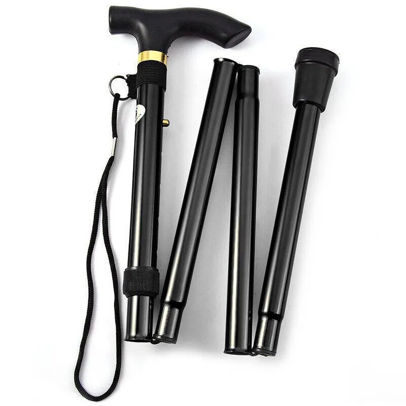 Lightweight Adjustable Folding Walking Stick Aluminium Travel Cane Non Slip Au