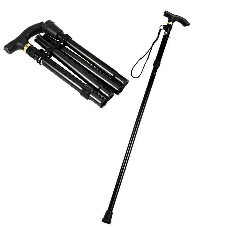 Lightweight Adjustable Folding Walking Stick Aluminium Travel Cane Non Slip Au