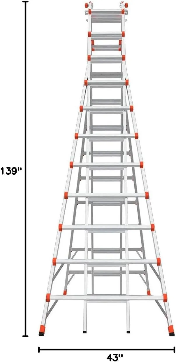 Little Giant Ladders, SkyScraper, M21, 11-21 Foot, Stepladder, Aluminum, Type 1A, 300 lbs Weight Rating, (10121),Gray