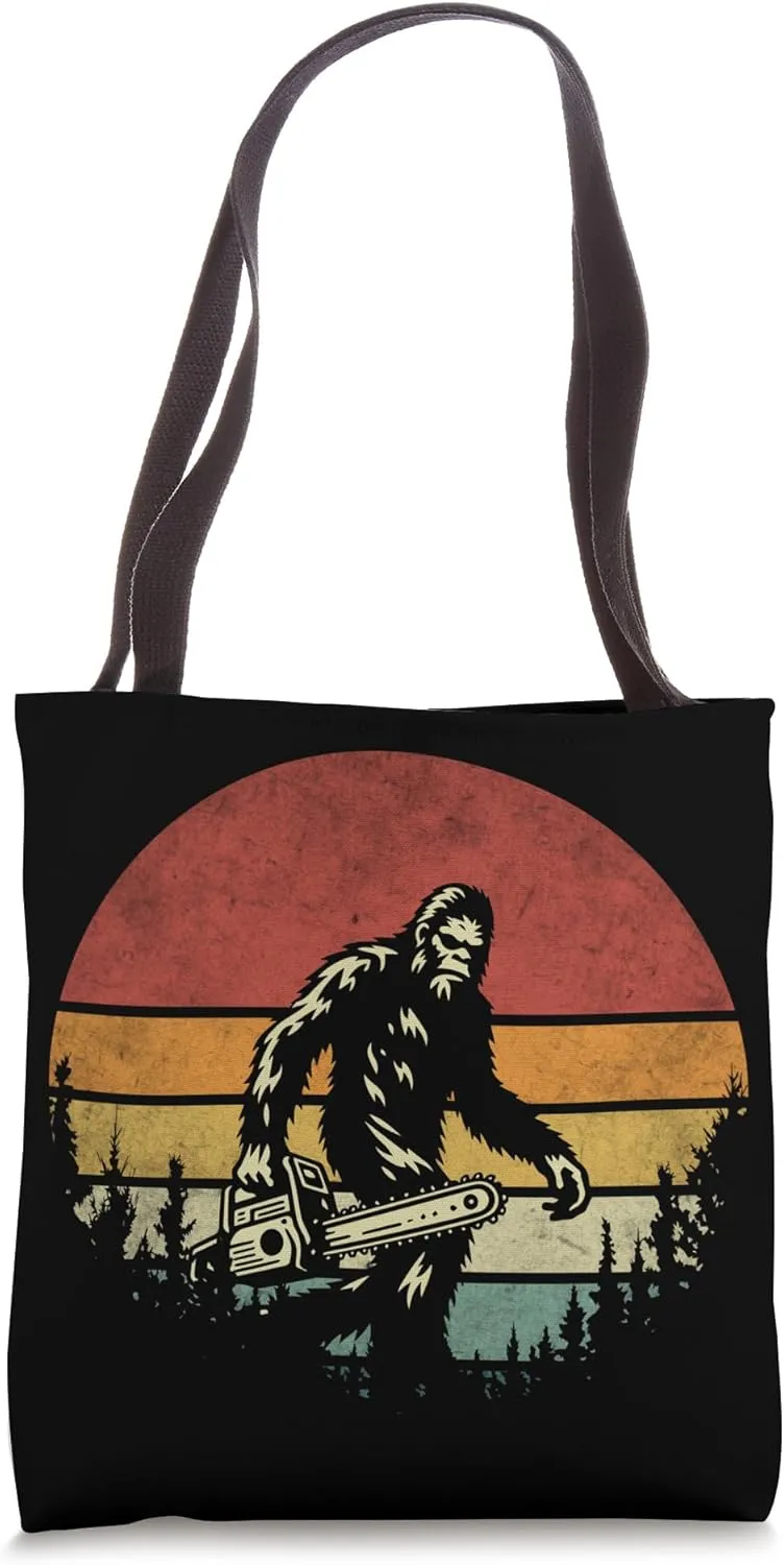 Logger Arborist - Logging Retro Bigfoot Carrying Chainsaw Tote Bag