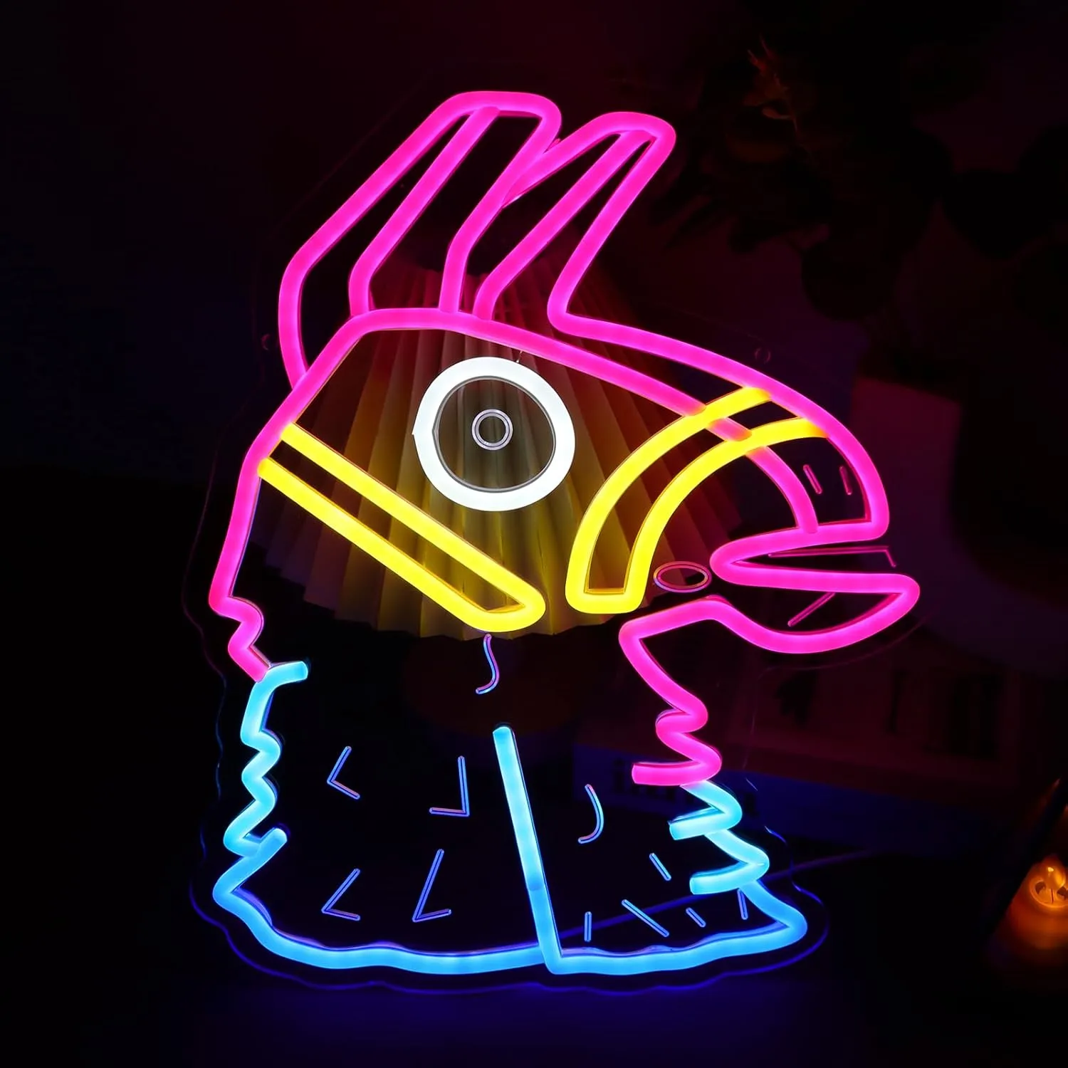 Lucky Lama Neon Signs for Wall Decor, Fortnight Game Neon Lights for Fort Game Lover Gifts with Dimmer Switch USB Power LED Neon Lights for Man Cave Bar Birthgday Gifts