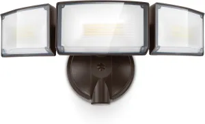LUTEC 75W 8000 Lumen Floods Light Outdoor, Switch Controlled LED Security Lights with 3 Adjustable Heads, 5000K Daylight, IP65 Waterproof Exterior Flood Light for Outside Garage, Yard, Patio-Brown