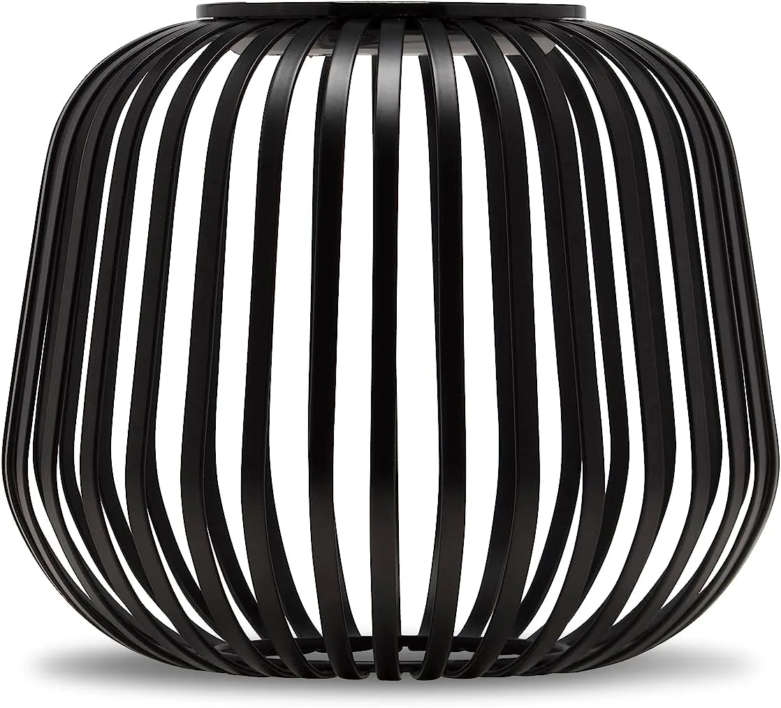 LUUK LIFESTYLE Solar LED Lantern for Indoor & Outdoor use, Cordless Table lamp with Modern Metal cage Design, dimmable Garden lamp, Rechargeable Solar Light, up to 72 Hours Lighting Duration, Black