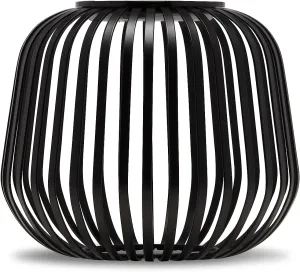 LUUK LIFESTYLE Solar LED Lantern for Indoor & Outdoor use, Cordless Table lamp with Modern Metal cage Design, dimmable Garden lamp, Rechargeable Solar Light, up to 72 Hours Lighting Duration, Black