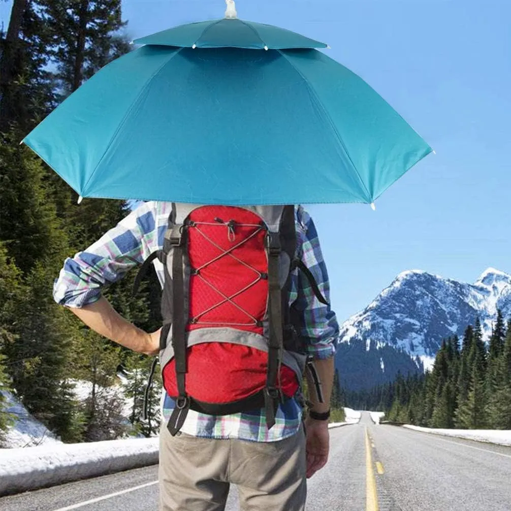 Luwint 36'' Diameter Double Layer Folding Compact UV Rain Protection Umbrella Hat