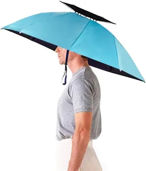 Luwint 36'' Diameter Double Layer Folding Compact UV Rain Protection Umbrella Hat