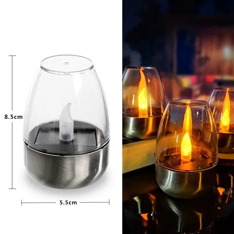 LuxRoyale Solar Waterproof LED Glass Candle - Elegant Outdoor & Indoor Lighting