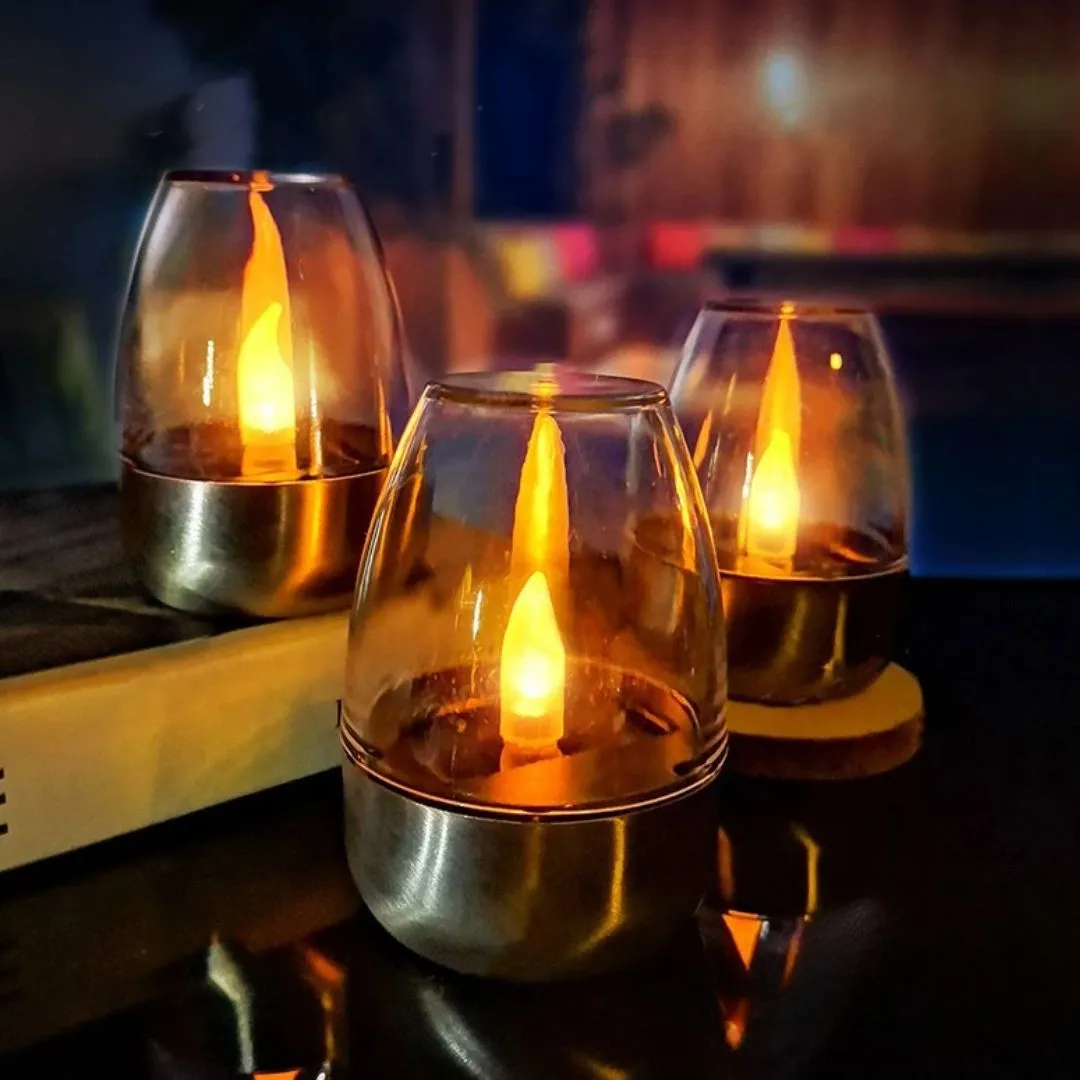 LuxRoyale Solar Waterproof LED Glass Candle - Elegant Outdoor & Indoor Lighting