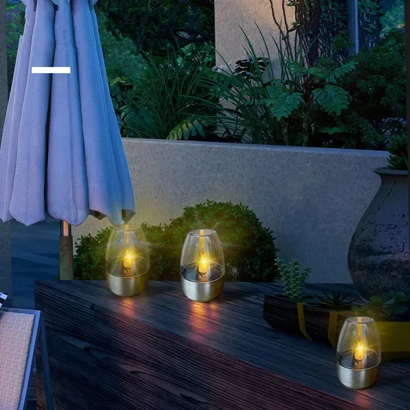 LuxRoyale Solar Waterproof LED Glass Candle - Elegant Outdoor & Indoor Lighting