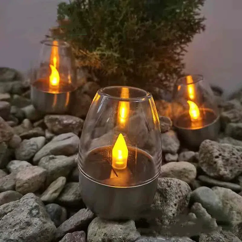 LuxRoyale Solar Waterproof LED Glass Candle - Elegant Outdoor & Indoor Lighting