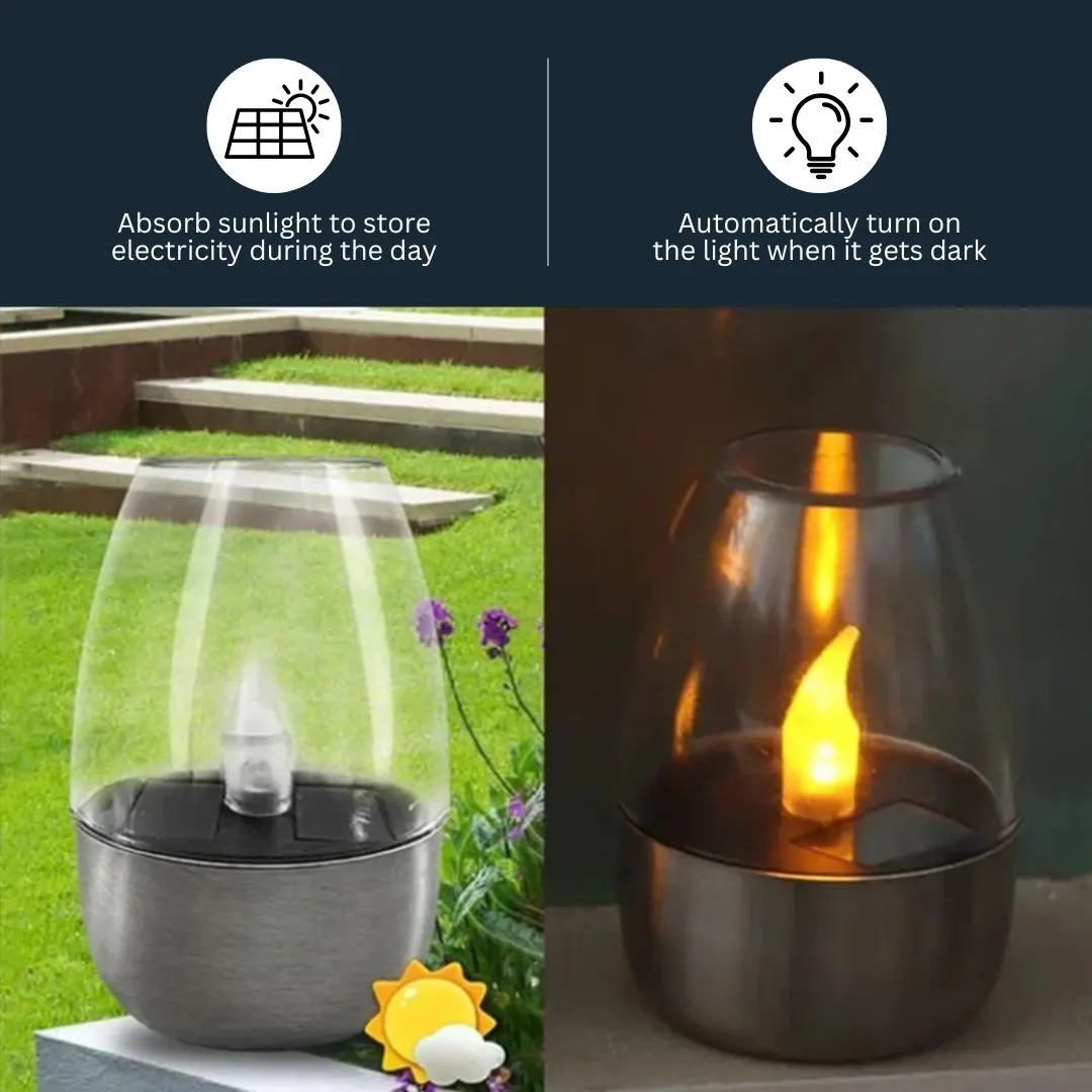 LuxRoyale Solar Waterproof LED Glass Candle - Elegant Outdoor & Indoor Lighting