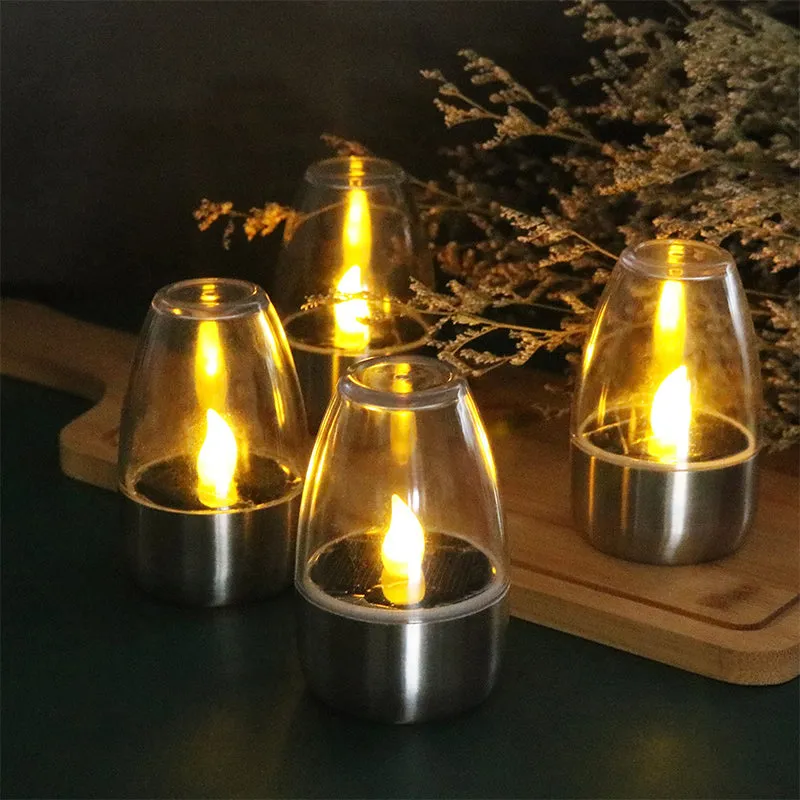 LuxRoyale Solar Waterproof LED Glass Candle - Elegant Outdoor & Indoor Lighting