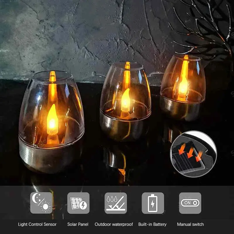 LuxRoyale Solar Waterproof LED Glass Candle - Elegant Outdoor & Indoor Lighting