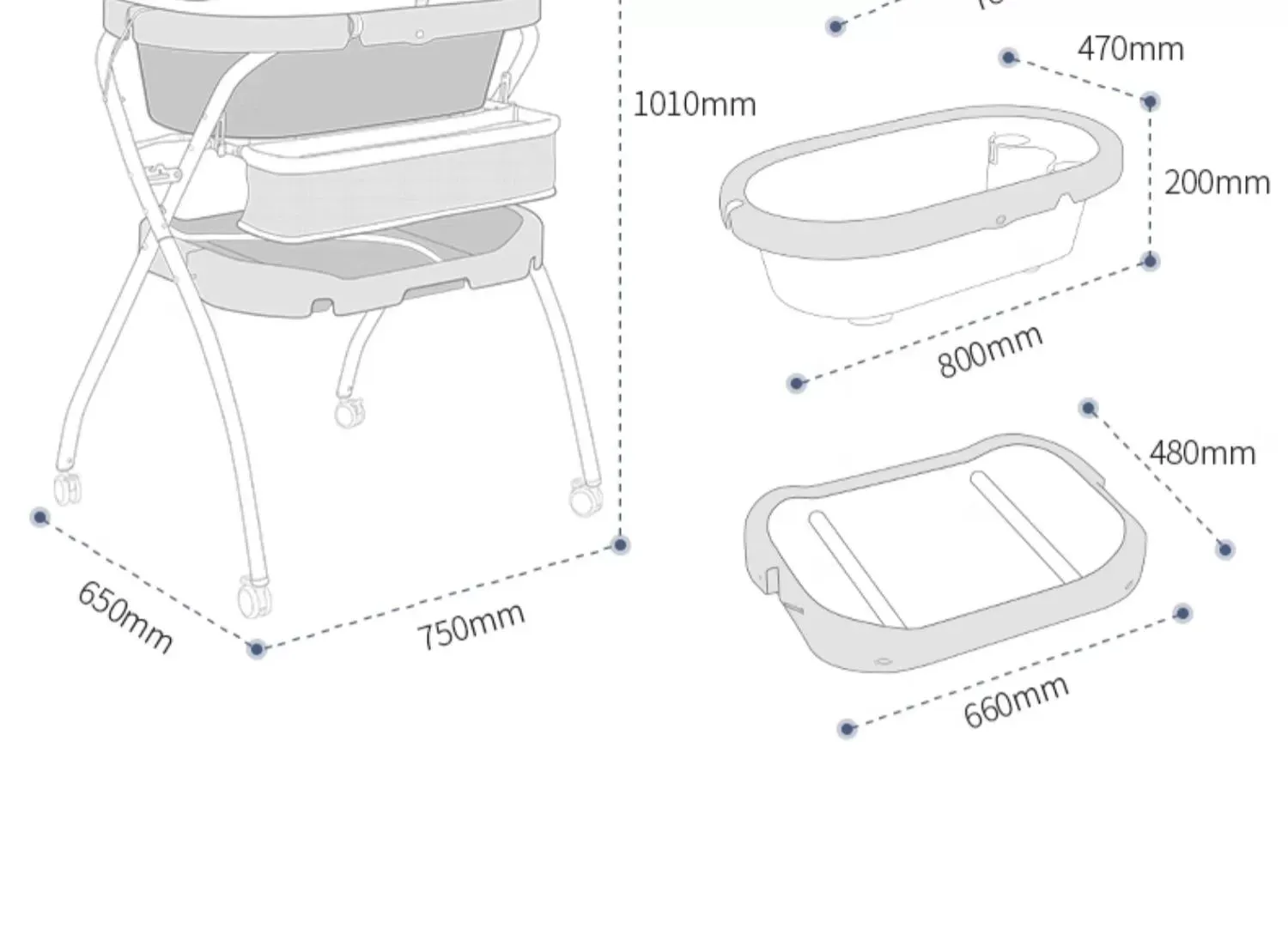 Luxury Eco-Friendly Multifunctional Folding Baby Care Table with Bath Basin | Diaper Changing Table | Wheels for Easy Mobility