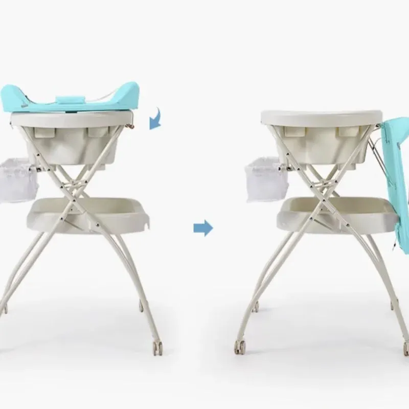 Luxury Eco-Friendly Multifunctional Folding Baby Care Table with Bath Basin | Diaper Changing Table | Wheels for Easy Mobility