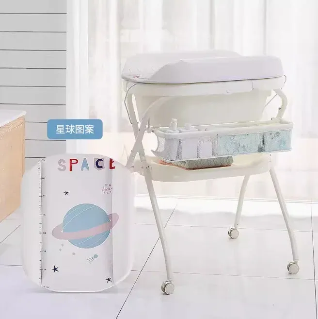 Luxury Eco-Friendly Multifunctional Folding Baby Care Table with Bath Basin | Diaper Changing Table | Wheels for Easy Mobility