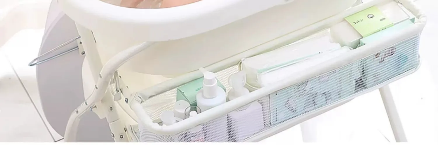 Luxury Eco-Friendly Multifunctional Folding Baby Care Table with Bath Basin | Diaper Changing Table | Wheels for Easy Mobility