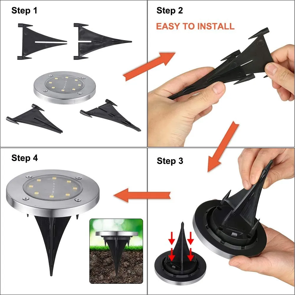 LYHOPE Solar Ground Light Outdoor, 16 Pack 8 LED Solar Disk Lights Waterproof Garden In-ground Pathway Lights Landscape Lighting for Lawn,Yard,Deck,Patio,Walkway (Warm White)