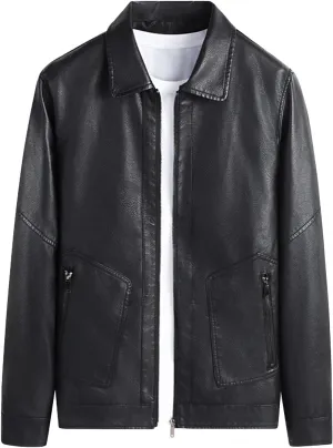 Maiyifu-GJ Men's Faux Lamb Leather Moto Jacket Faux Leather Sherpa Aviator Bomber Jacket Motorcycle Winter coats