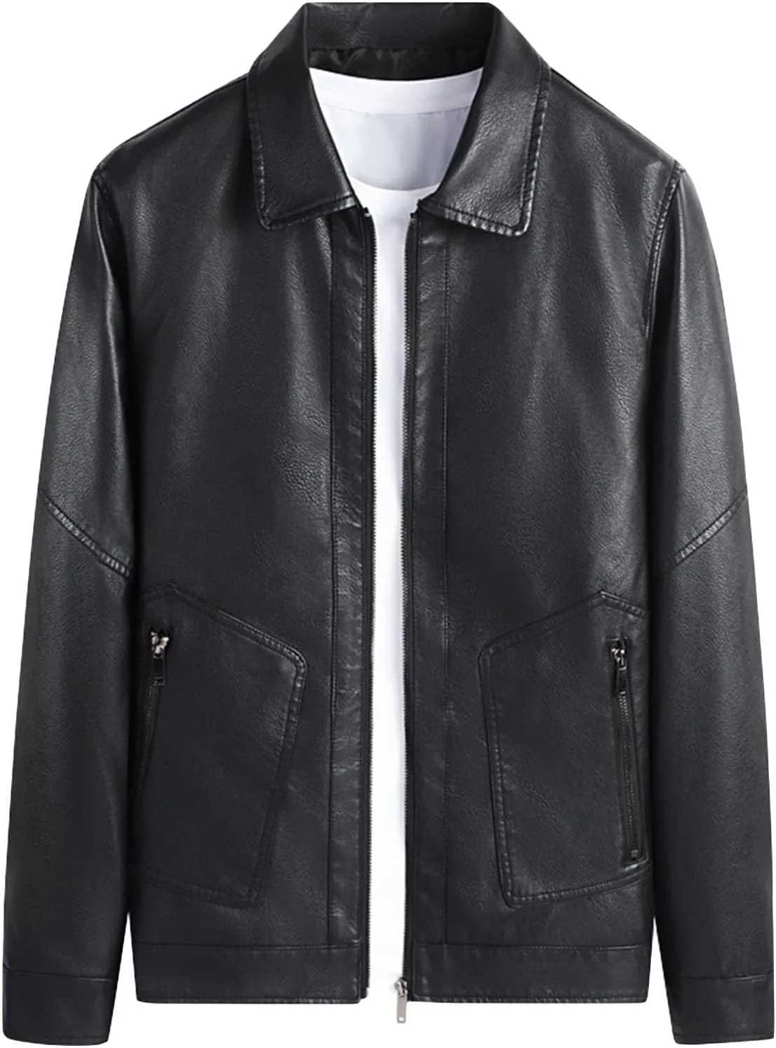 Maiyifu-GJ Men's Faux Lamb Leather Moto Jacket Faux Leather Sherpa Aviator Bomber Jacket Motorcycle Winter coats