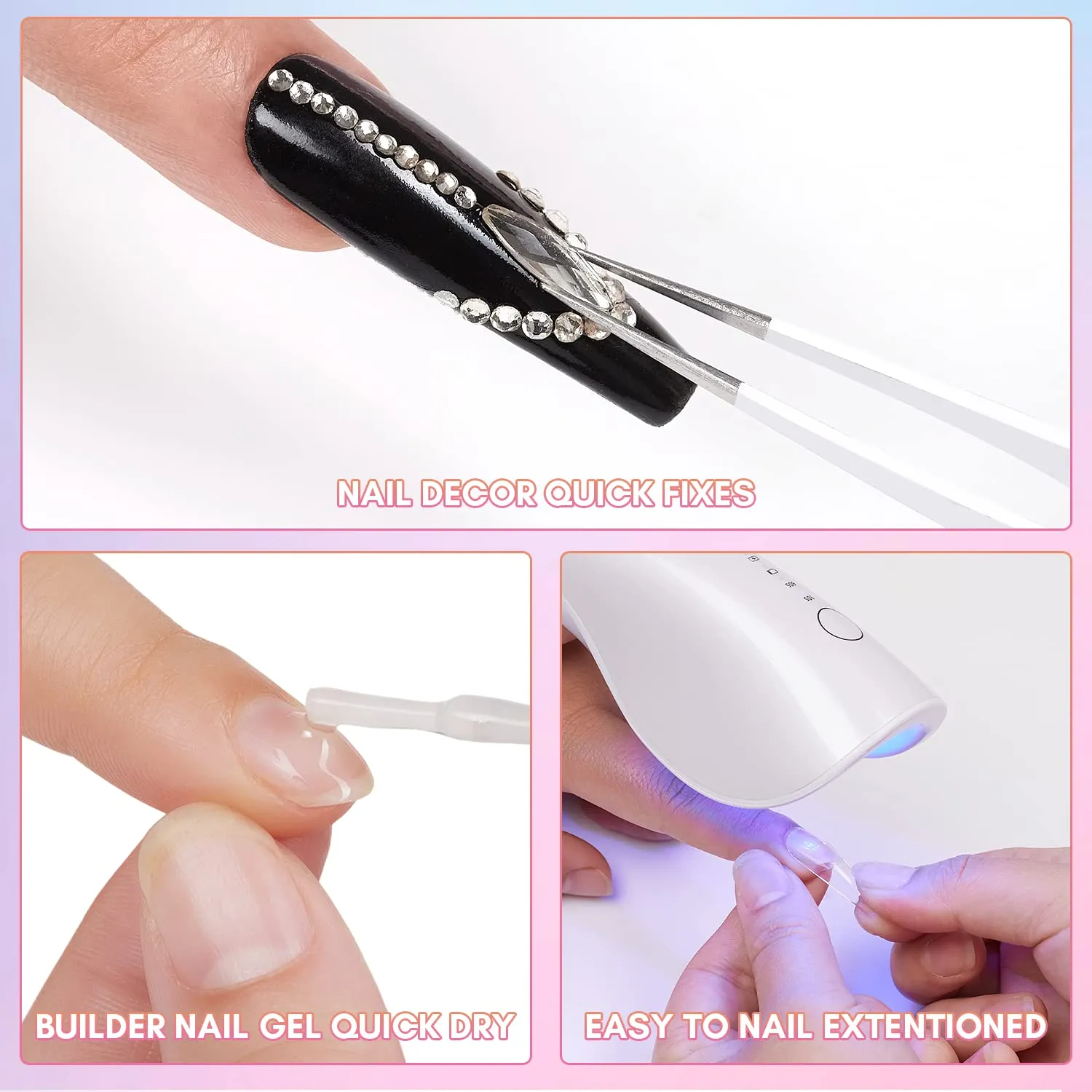 Makartt Mini UV LED Nail Lamp, Rechargeable UV Light for Nail Portable Nail Rhinestone Glue Gel Led Lamp Nail Charms Flash Curing Gel Polish Nail Dryer with 2 Timers Manicure