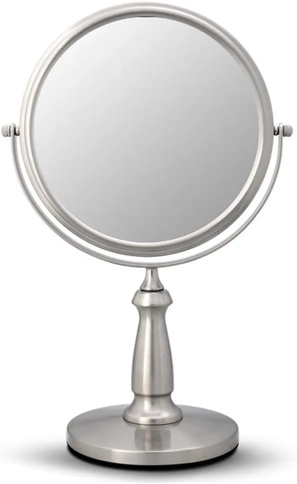 Makeup Mirror Desktop Cosmetic Mirror Metal Double-Sided Magnifying Mirror Beauty Mirror Stainless Steel Desktop Vanity Mirror Beauty Mirror