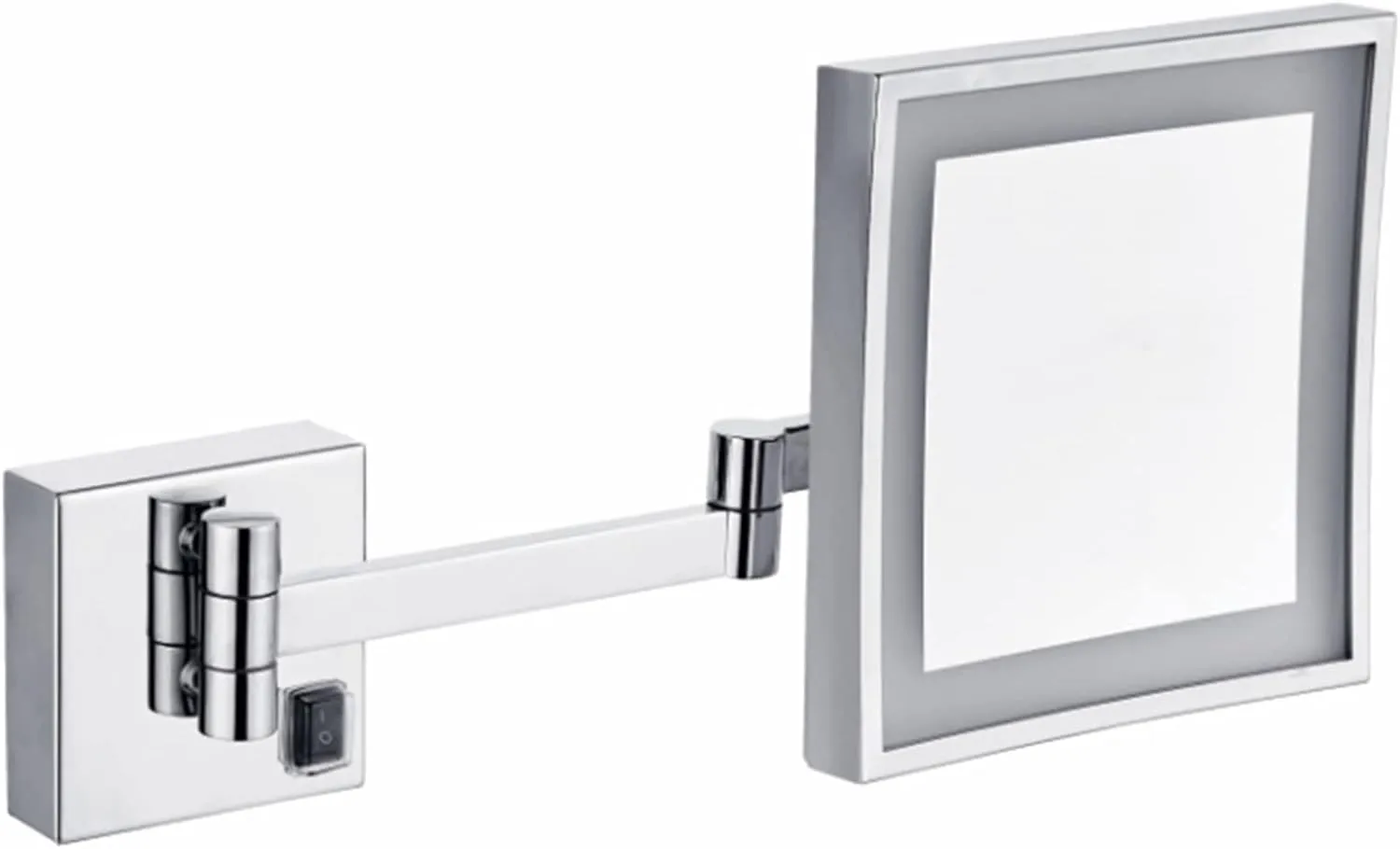 Makeup Mirror with Lights And 3X Magnification, Chrome Square LED Wall Mounted Bathroom Vanity Mirror, Swivel Extendable Shaving Mirror,Plug in