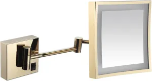 Makeup Mirror with Lights and 3X Magnification Square LED Wall Mounted Bathroom Vanity Mirror Rotable Extendable Shaving Mirror Brass Plug in (Color : Gold, Size : H ( Color : Black , Size : Hardwired