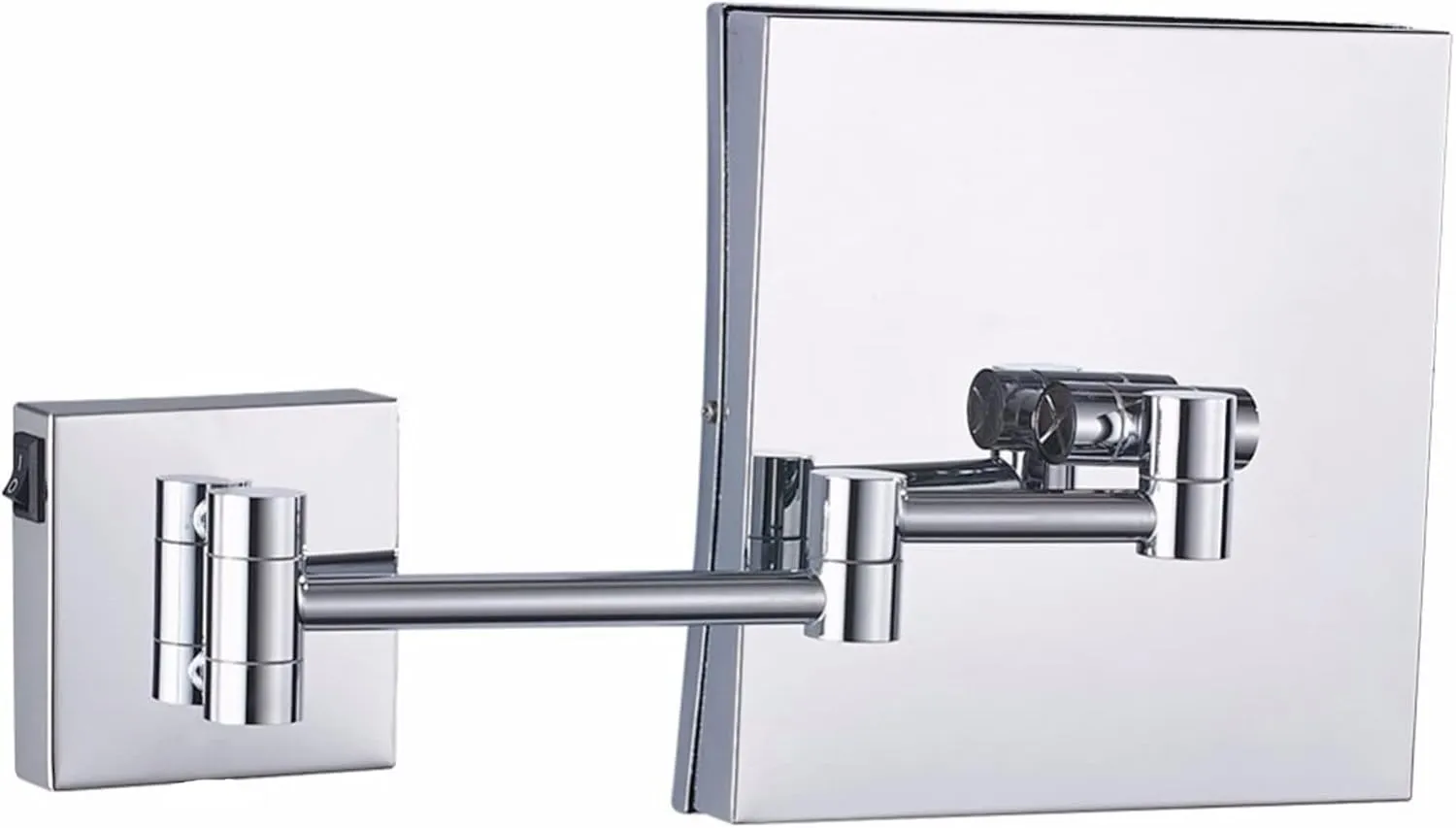 Makeup Mirror with Lights And 3X Magnification, Square LED Wall Mounted Bathroom Vanity Mirror, Rotable Extendable Shaving Mirror,Brass,Plug In