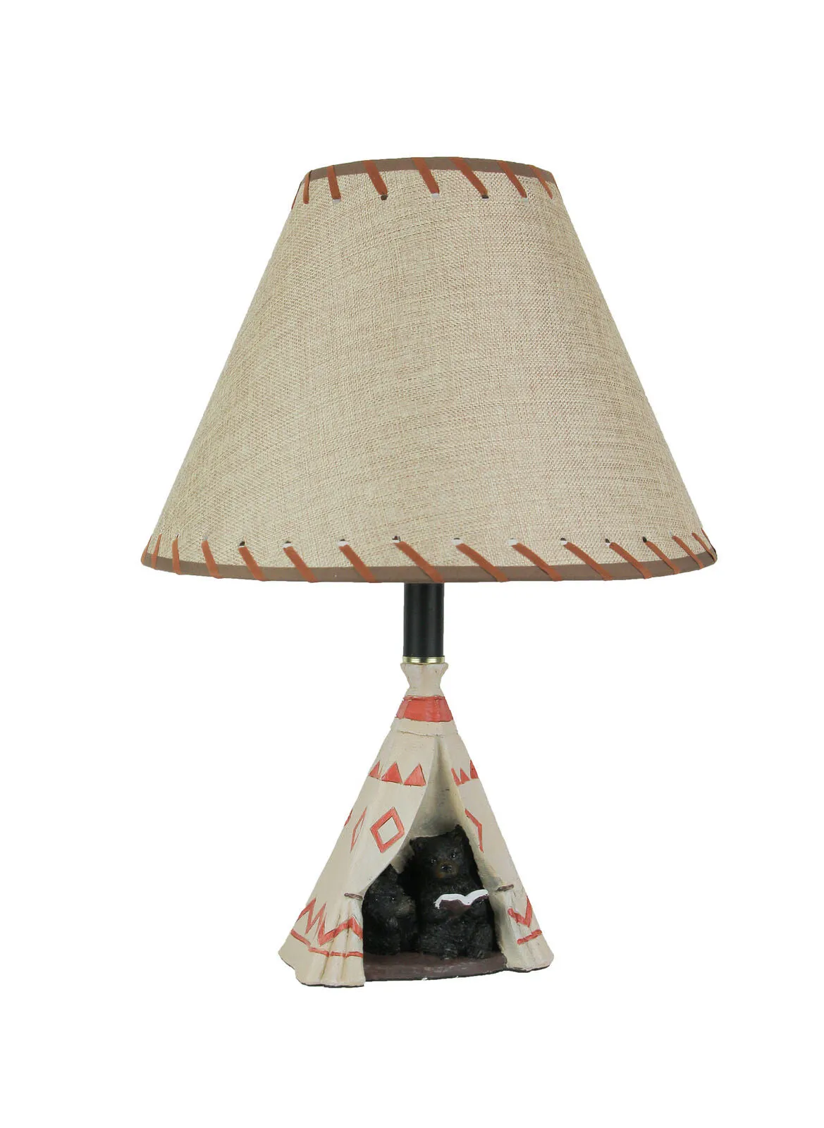 Mama Bear Reading Book To Cub in Teepee Tent Table Lamp