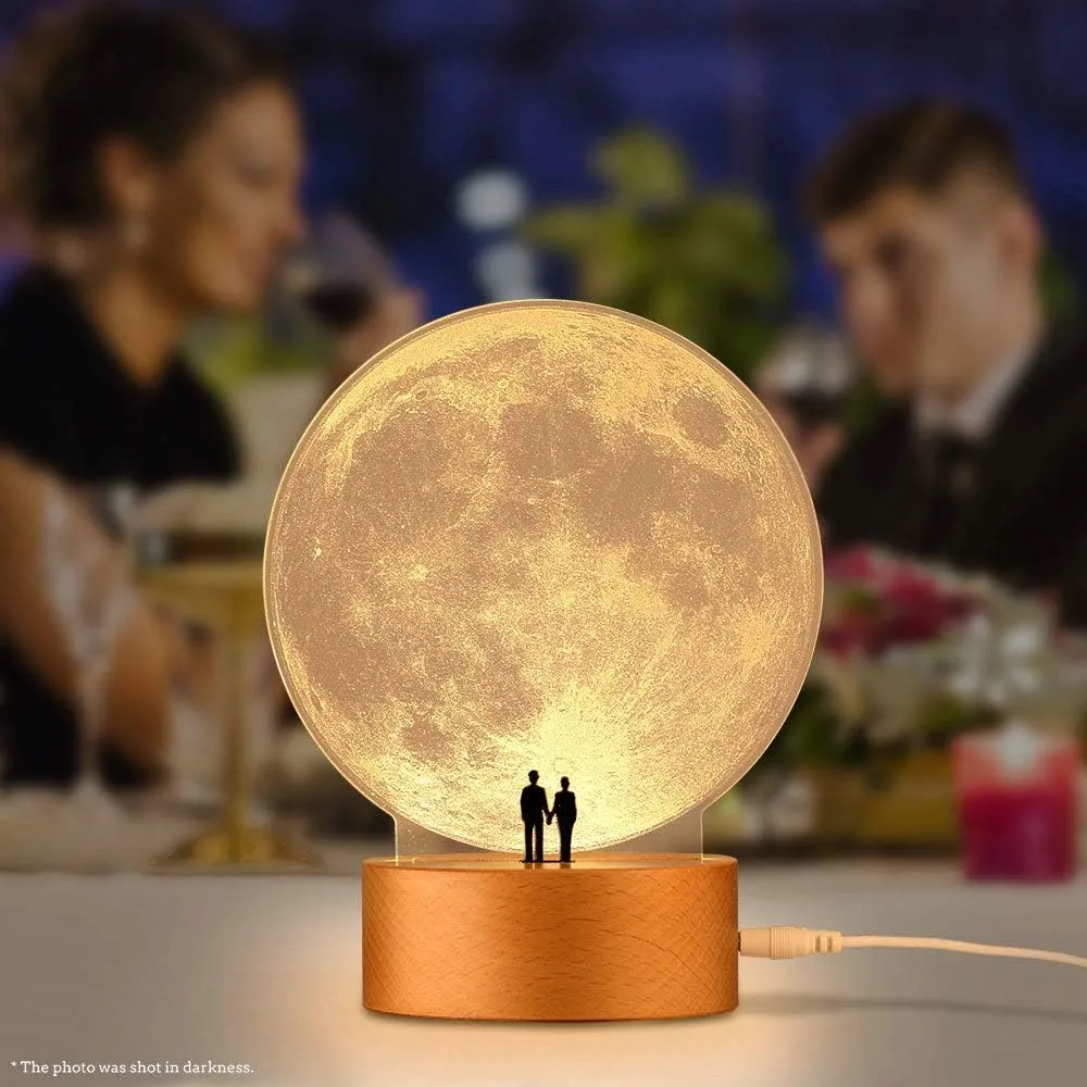 mamre Moon Night Light Anniversary Wedding Valentines Day Housewarming Gift Ideas Home Décor, Under The Supermoon of Love