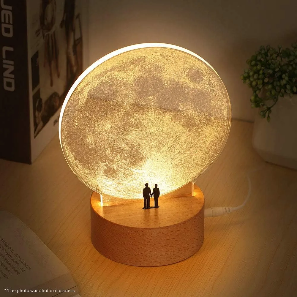 mamre Moon Night Light Anniversary Wedding Valentines Day Housewarming Gift Ideas Home Décor, Under The Supermoon of Love