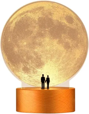 mamre Moon Night Light Anniversary Wedding Valentines Day Housewarming Gift Ideas Home Décor, Under The Supermoon of Love