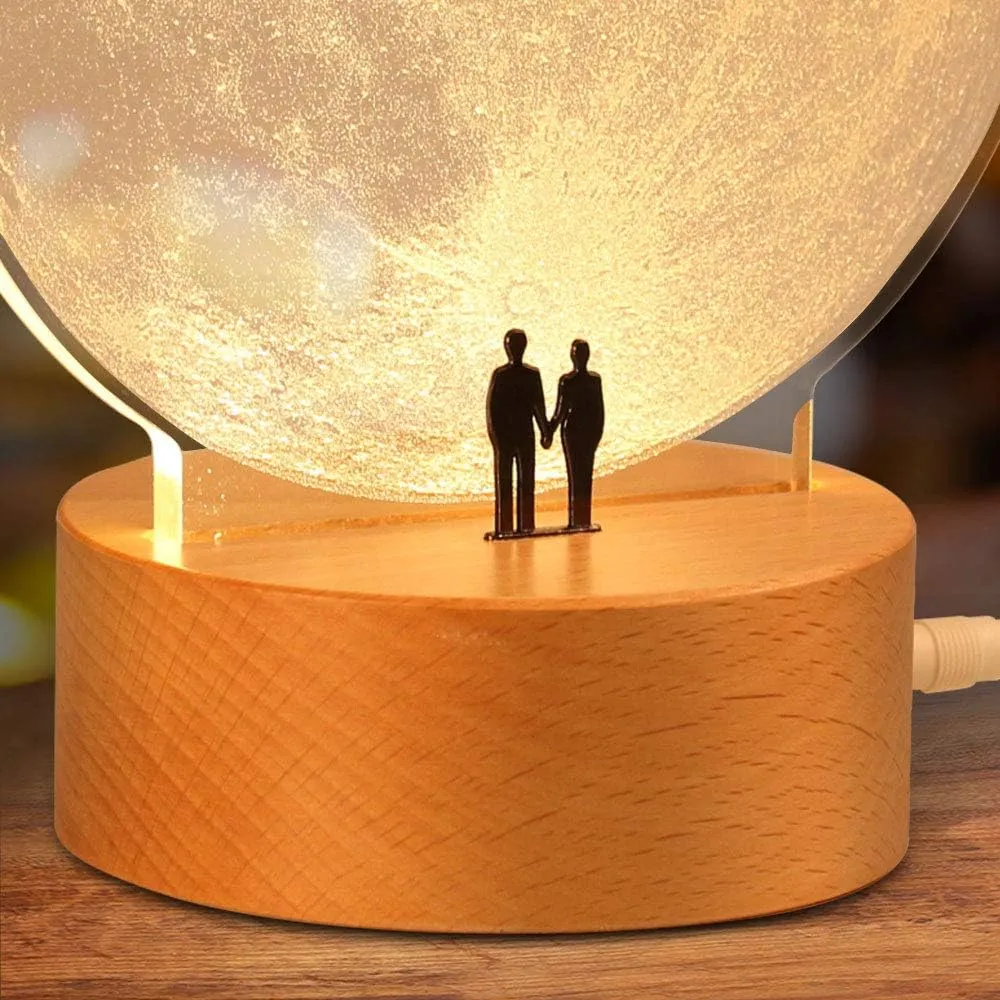 mamre Moon Night Light Anniversary Wedding Valentines Day Housewarming Gift Ideas Home Décor, Under The Supermoon of Love