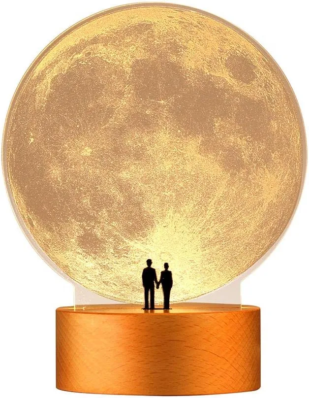 mamre Moon Night Light Anniversary Wedding Valentines Day Housewarming Gift Ideas Home Décor, Under The Supermoon of Love