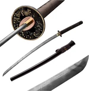 Matsuda Large Ripple Welding Pattern Samurai Knife Burning Blade Folding Steel Samurai Knife