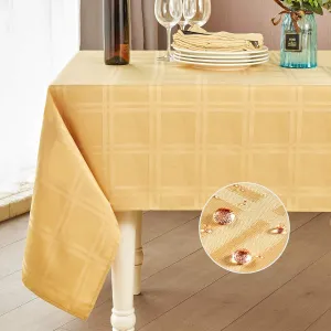 Mebakuk Jacquard Plaid Table Cloth Rectangle Modern Tablecloth Waterproof Anti-Shrink Soft and Wrinkle Resistant Decorative Fabric Table Cover for Kitchen (Gold, 60" x 84" (6-8 Seats))
