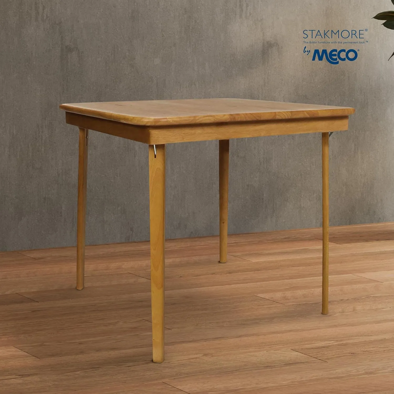 MECO Stakmore Classic Straight Edge Solid Wood Folding Card Table, Oak Frame