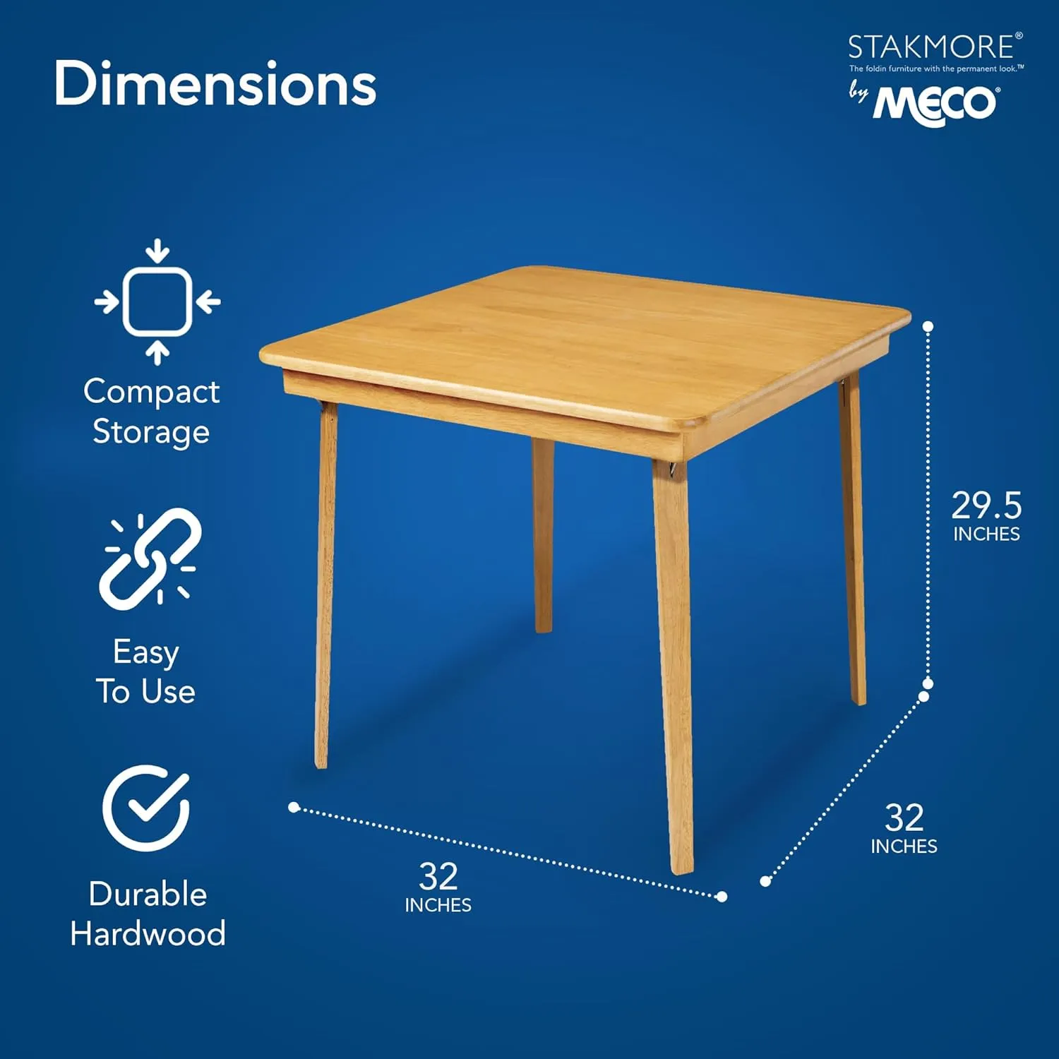 MECO Stakmore Classic Straight Edge Solid Wood Folding Card Table, Oak Frame
