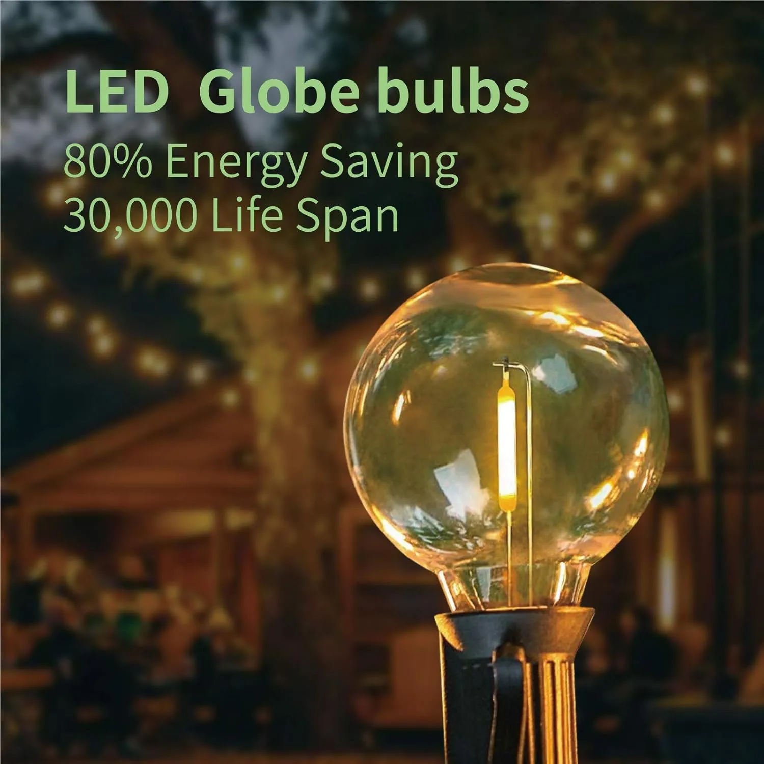 Meconard G40 Led Replacement Light Bulbs, 1.57 Inch 1 Watt Shatterproof LED Globe Bulbs for Indoor Outdoor String Lights, E12 or C7 Candelabra Screw Base Sockets, Warm White, 50 Pack