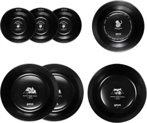 Medium Stainless Steel Plate Portable Non-stick Dinnerware for Youth, Adults, Family, Camping, Hiking, Beach, Outdoor Use 7.09 inch Black (7 packs set black)