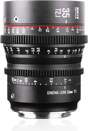 Meike 35mm T2.1 S35 Manual Focus Wide Angle Prime Cinema Lens for Canon EF Mount and EOS C100, C200, C300 Mark III, Zcam E2-S6 6K