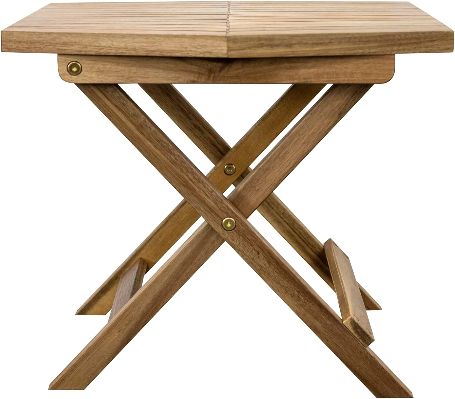 Melino Wooden Folding Table - Natural Acacia Wooden Small Foldable End Coffee Tables - FSC Certified Solid Wood Patio Side Table - Weather Resistant & Fully Assembled - Indoor and Outdoor Furniture