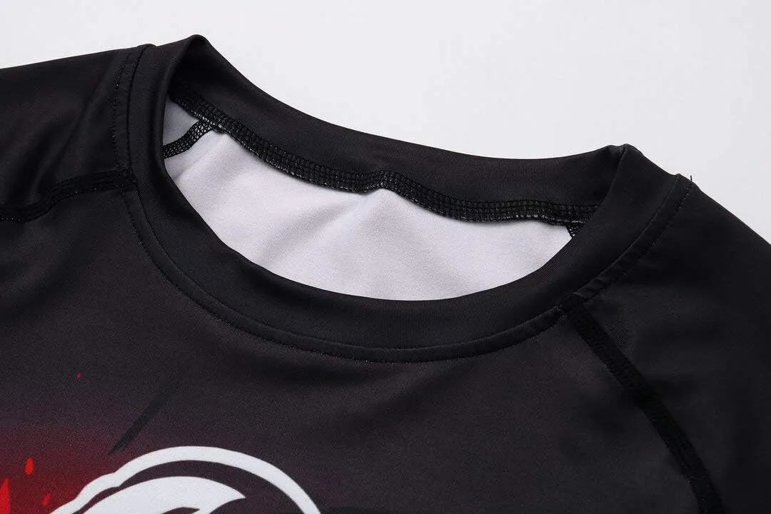 Men Cool Dry 3D Digital Printing Compression Long Sleeve Base Layer Shirts, Sports& Fitness Tee