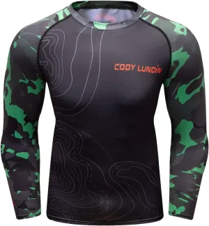 Men Cool Dry 3D Digital Printing Compression Long Sleeve Base Layer Shirts, Sports& Fitness Tee