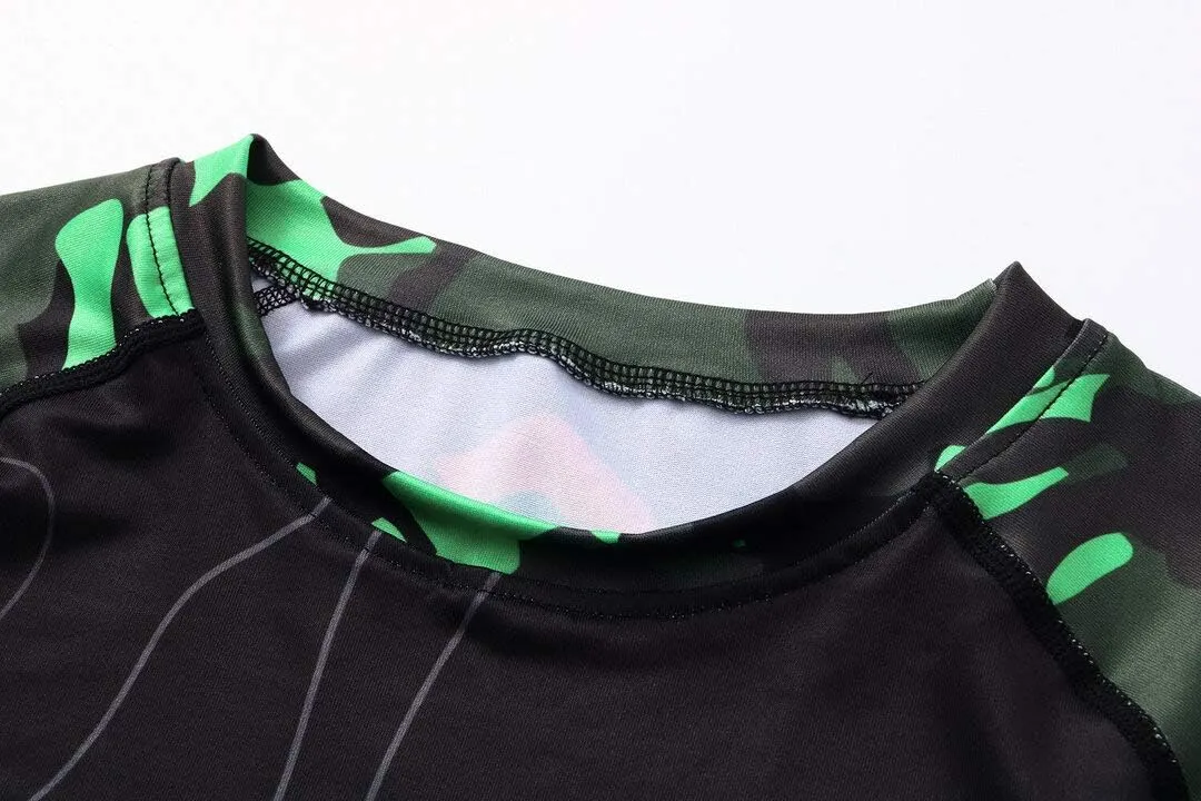 Men Cool Dry 3D Digital Printing Compression Long Sleeve Base Layer Shirts, Sports& Fitness Tee