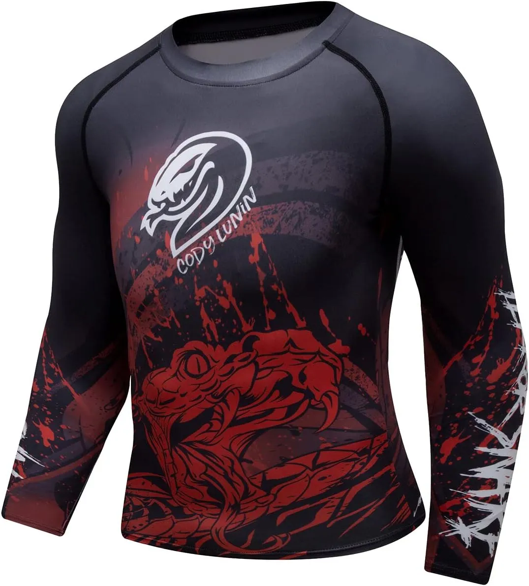 Men Cool Dry 3D Digital Printing Compression Long Sleeve Base Layer Shirts, Sports& Fitness Tee
