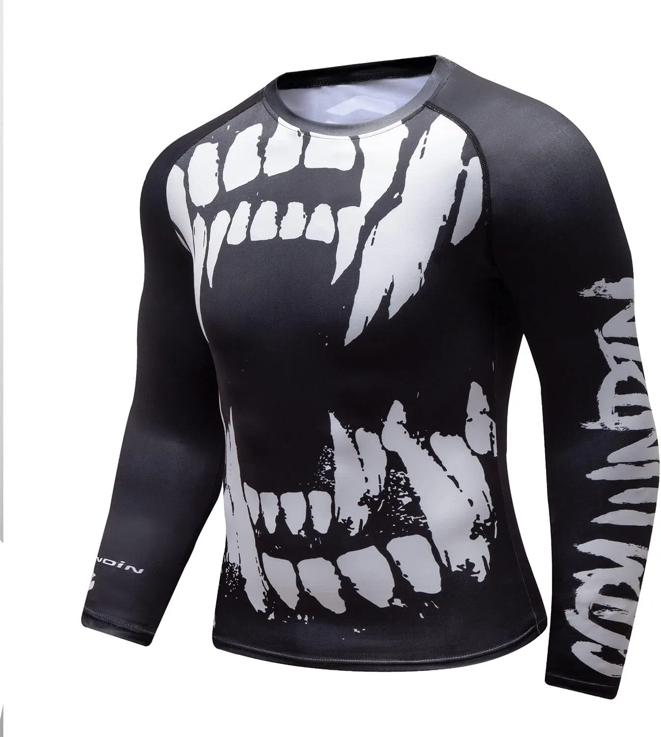 Men Cool Dry 3D Digital Printing Compression Long Sleeve Base Layer Shirts, Sports& Fitness Tee