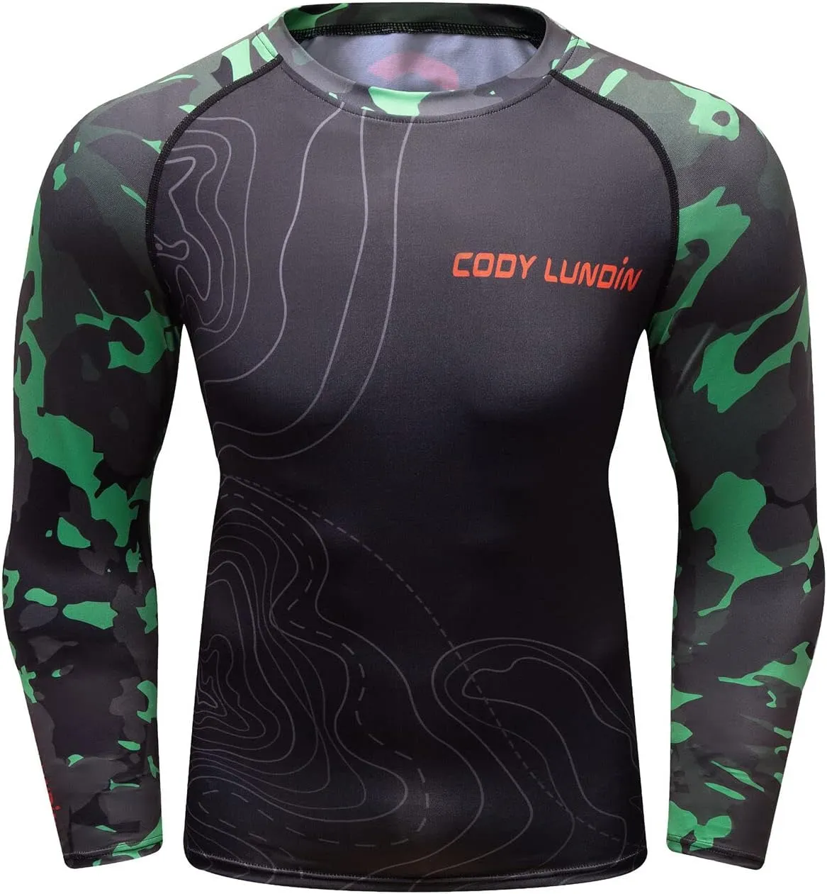Men Cool Dry 3D Digital Printing Compression Long Sleeve Base Layer Shirts, Sports& Fitness Tee