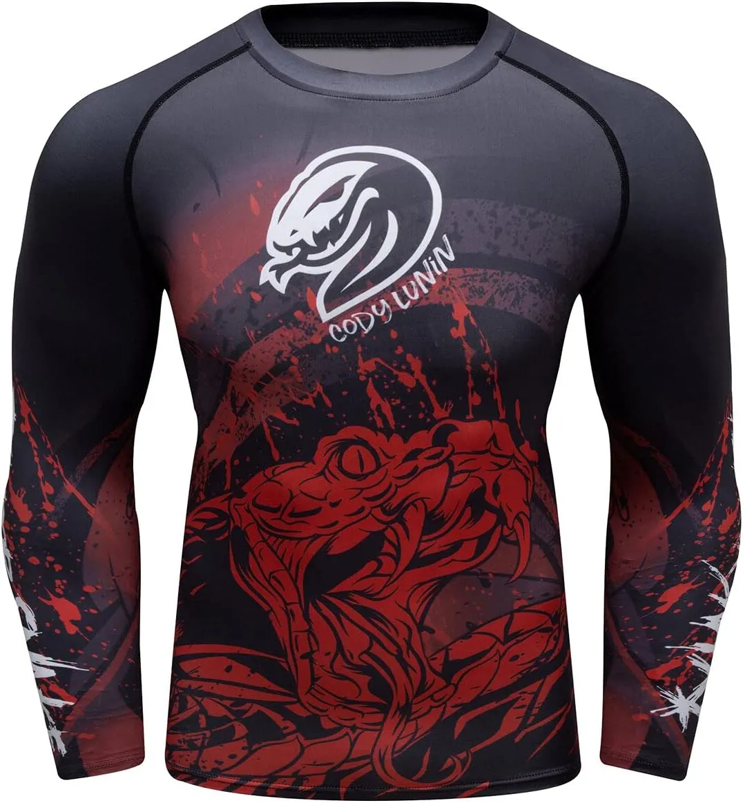 Men Cool Dry 3D Digital Printing Compression Long Sleeve Base Layer Shirts, Sports& Fitness Tee